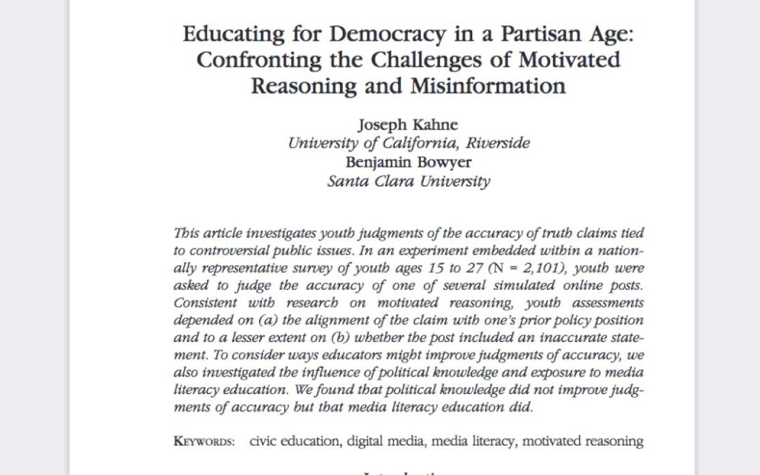 Educating for Democracy in a Partisan Age: Confronting the Challenges of Motivated Reasoning and Misinformation