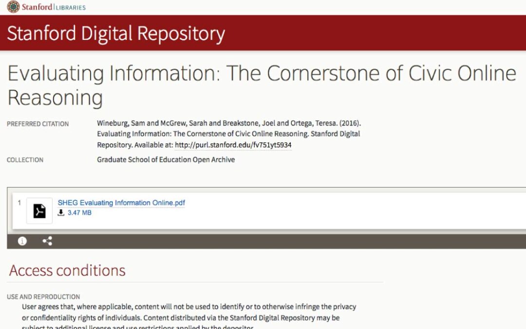 Evaluating Information: The Cornerstone of Civic Online Reasoning