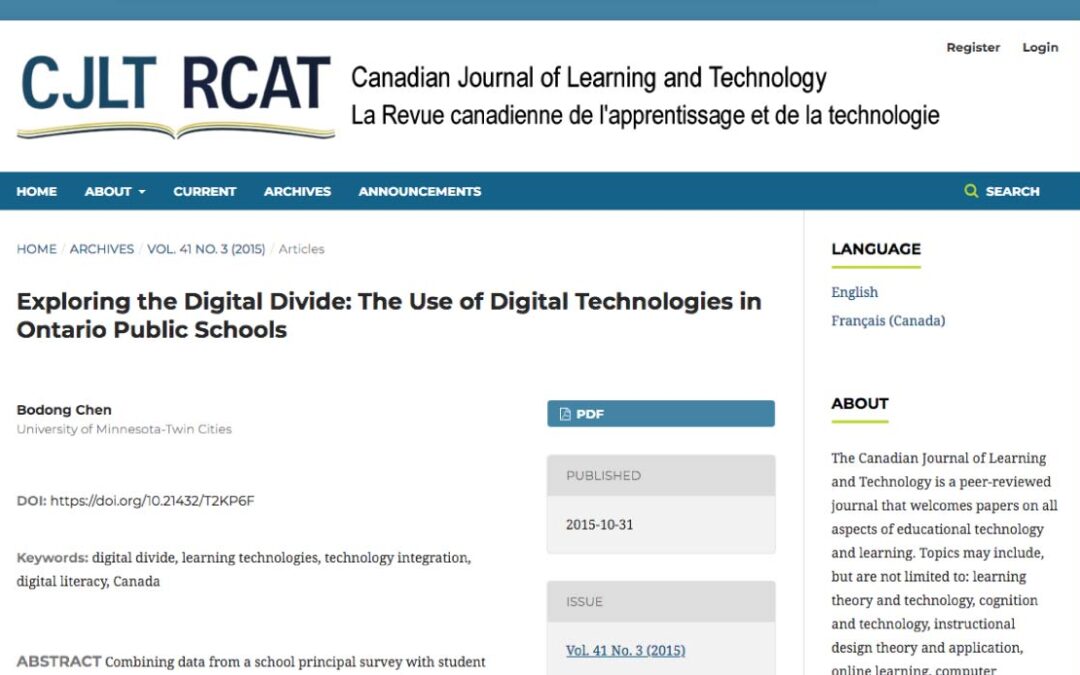 Exploring the Digital Divide: The Use of Digital Technologies in Ontario Public School